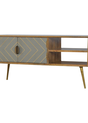 Sleek Cement Brass Inlay Media Unit