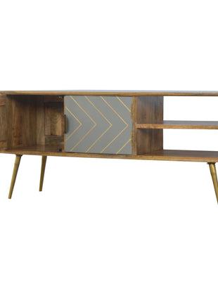 Sleek Cement Brass Inlay Media Unit