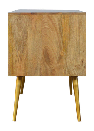 Sleek Cement Brass Inlay Media Unit