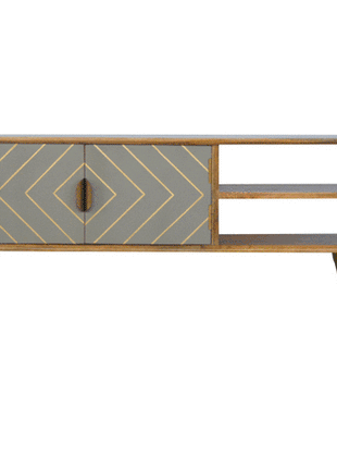 Sleek Cement Brass Inlay Media Unit