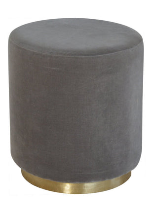 Gold Base Grey Velvet Footstool