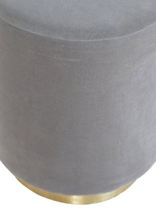 Gold Base Grey Velvet Footstool