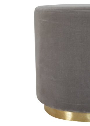 Gold Base Grey Velvet Footstool