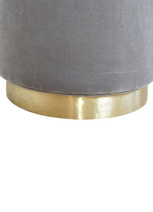 Gold Base Grey Velvet Footstool