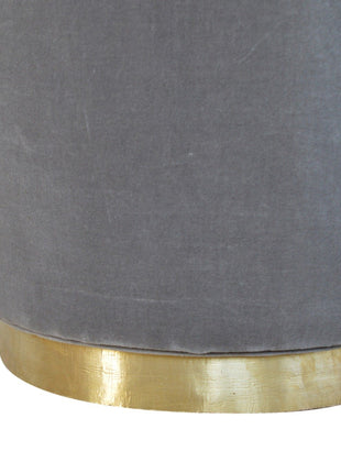 Gold Base Grey Velvet Footstool