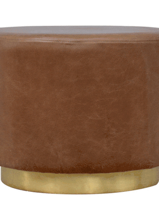Buffalo Footstool with Gold Base