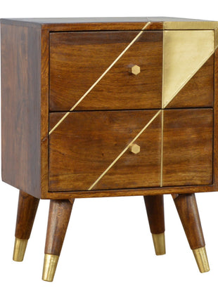 Gold Geometric Chestnut Bedside