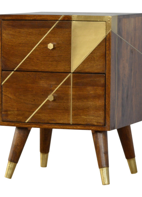 Gold Geometric Chestnut Bedside