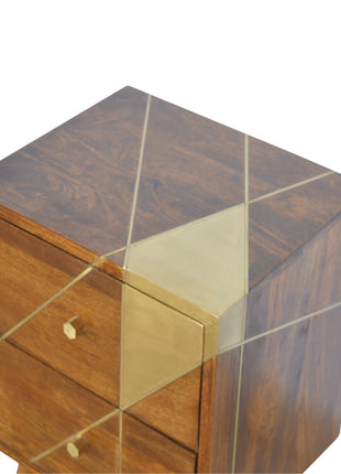 Gold Geometric Chestnut Bedside