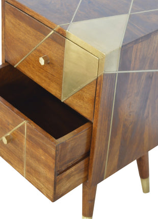 Gold Geometric Chestnut Bedside