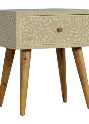 Nachttisch mit floraler Knocheneinlage