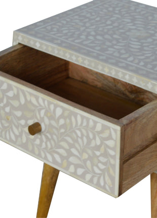 Nachttisch mit floraler Knocheneinlage