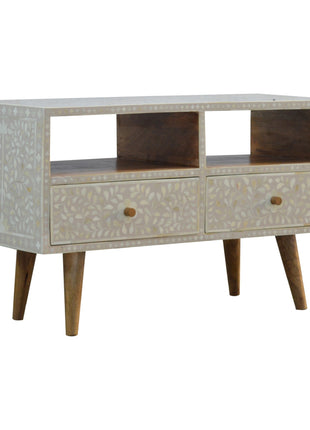 Medieneinheit mit floralem Knocheninlay