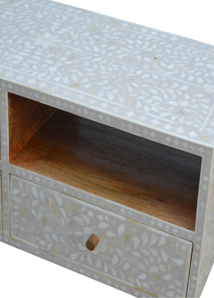 Medieneinheit mit floralem Knocheninlay