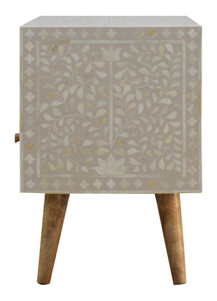 Medieneinheit mit floralem Knocheninlay