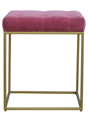Pink Velvet Gold Base Footstool