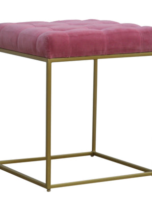 Pink Velvet Gold Base Footstool
