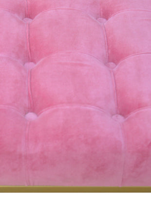 Pink Velvet Gold Base Footstool