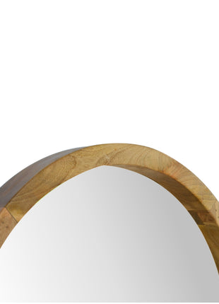 Wooden Round Mirror with 1 Shelf