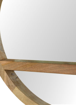 Wooden Round Mirror with 1 Shelf