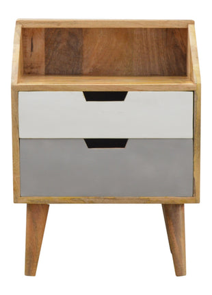 White and Grey Raised Bedside Table