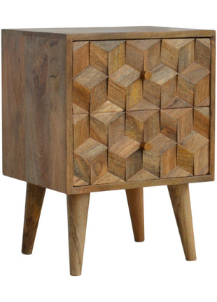 Cube Carved 2 Drawer Bedside