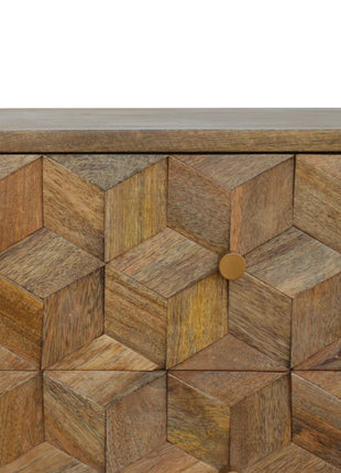 Cube Carved 2 Drawer Bedside