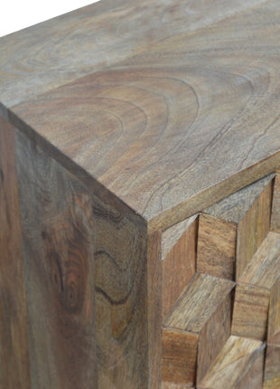 Cube Carved 2 Drawer Bedside