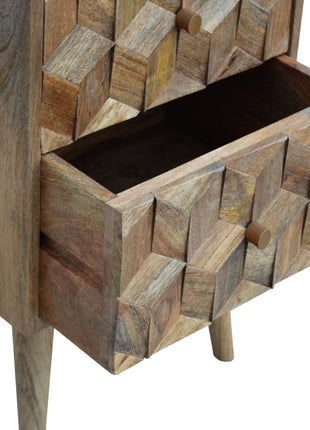 Cube Carved 2 Drawer Bedside