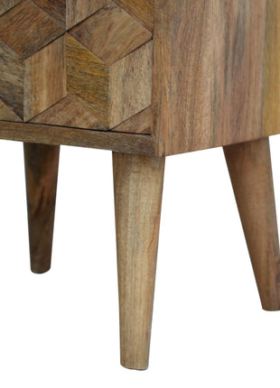 Cube Carved 2 Drawer Bedside