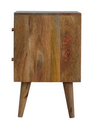 Cube Carved 2 Drawer Bedside