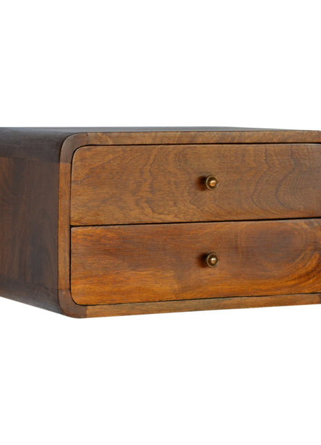 Floating Curved Chestnut Bedside