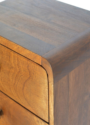 Floating Curved Chestnut Bedside