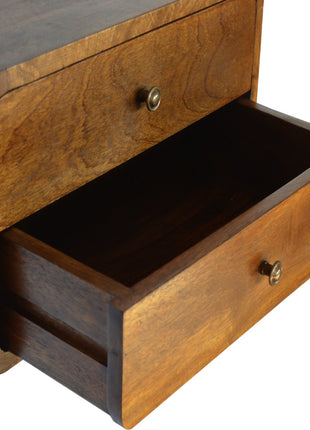 Floating Curved Chestnut Bedside