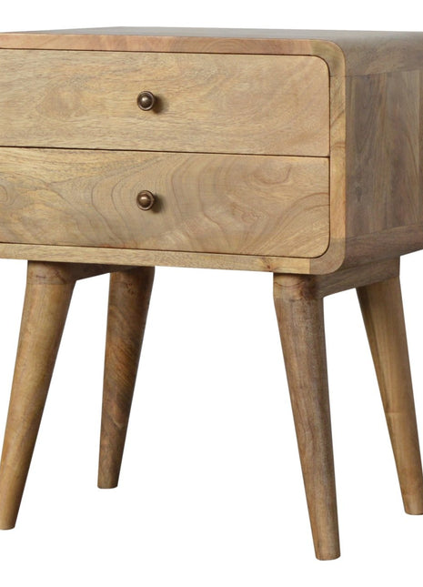 Curved Oak-ish Bedside
