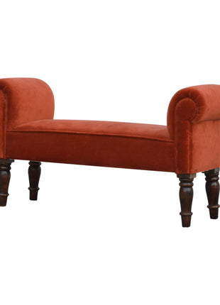Brick Red Velvet Bench