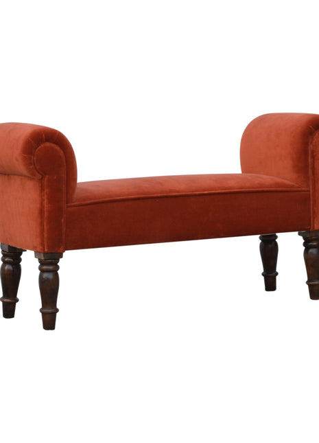 Brick Red Velvet Bench