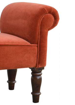 Brick Red Velvet Bench