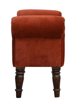 Brick Red Velvet Bench