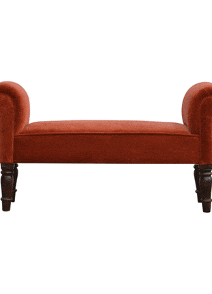 Brick Red Velvet Bench
