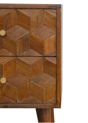 Chestnut Cube Carved Bedside