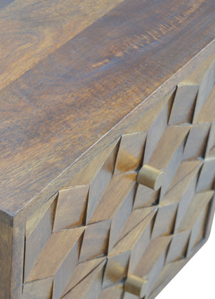 Chestnut Cube Carved Bedside