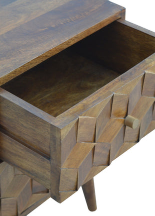 Chestnut Cube Carved Bedside