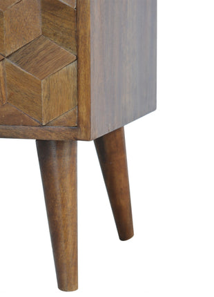 Chestnut Cube Carved Bedside