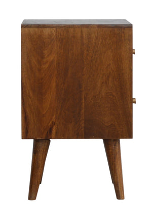 Chestnut Cube Carved Bedside