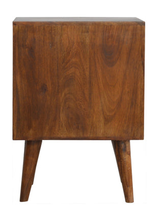 Chestnut Cube Carved Bedside