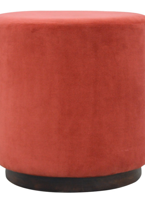 Large Brick Velvet Wooden Footstool