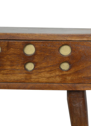 Chestnut Brass Cut out Bedside