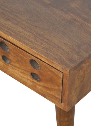 Chestnut Brass Cut out Bedside