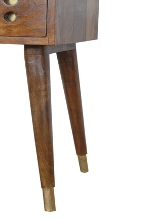 Chestnut Brass Cut out Bedside